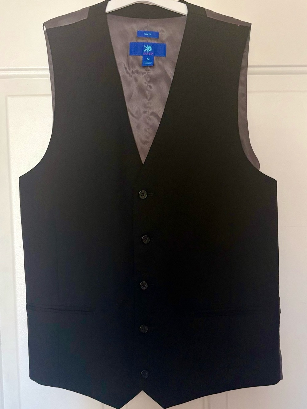 Egara Men’s 100% Wool Black Vest Size Slim Fit Medium